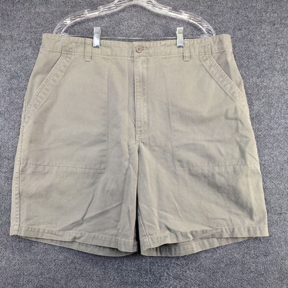 Eddie Bauer Men's Chino Shorts Green Size 40 100% Cotton Slash Pockets - Picture 5 of 10